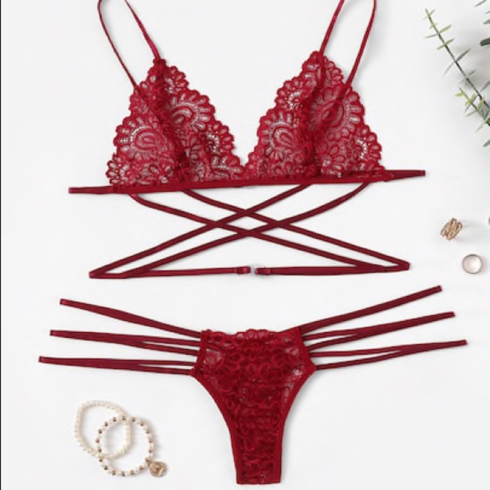 Criss Cross Ladder Cut-Out Lingerie Set